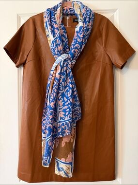 Brown Leather Like,  GiGio stylish fall women’s  Dress size med beautiful on